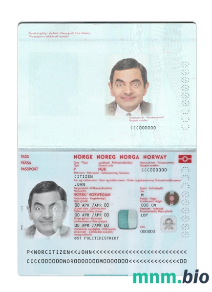 Paszport Norweski nowy 2021-obecnie, szablon w formacie PSD